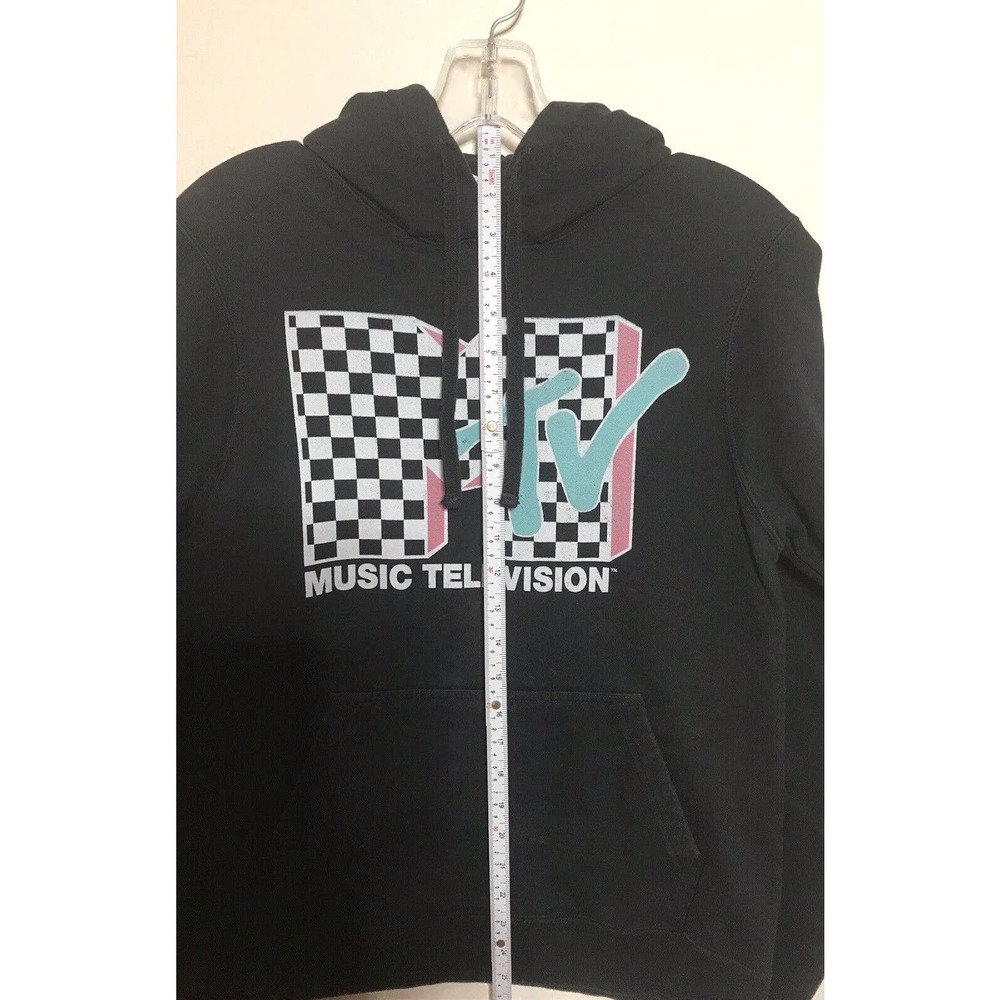MTV Hoodie Men”s S-P Black Sweatshirt Pullover Chest Graphic Front Pocket. - Picture 7 of 8